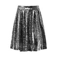 thumbnail image 5 of WAYUTE Skirts for Women Fashion High Waist Pleated Solid Color Short Skirt Loose Comfortable Sequin Skirt Party Performance Evening Wear Holiday Skirt, 5 of 6