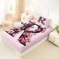 thumbnail image 4 of Erosebridal Pink Groovy R Letter Twin Sheet Sets, Cartoon Flower Butterfly Bedding, 3-Piece, 4 of 5