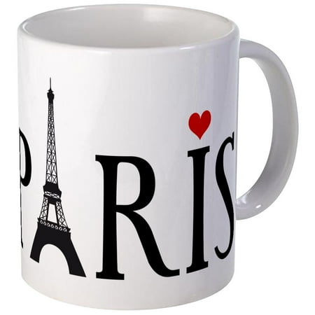 Cup Tower Set CafePress - Paris With Eiffel Tower And Red Heart Mug - Unique Coffee Mug, Coffee Cup CafePress ()