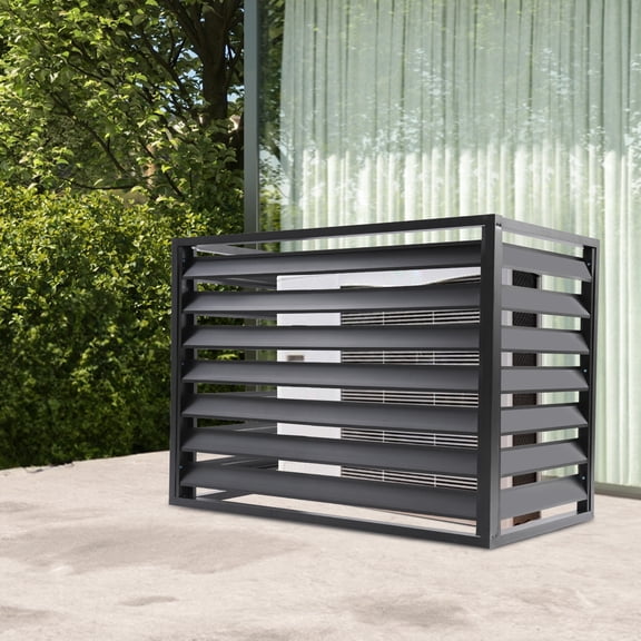 ToppiJoy 2–3P 3 Panels Air Conditioner Fence, AC Protection Pool Equipment Trash Can Fence Panels for Backyard Patio Garden (Black, 43.3*23.62*31.49in)