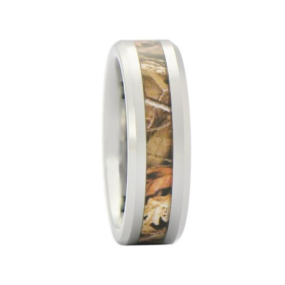 Unisex Camo Hunting Tan/Brown/Orange Camouflage 7mm Tungsten Wedding Band Ring