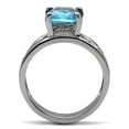 thumbnail image 4 of High polished (no plating) Stainless Steel Ring with Synthetic Synthetic Glass in Sea Blue for Women Style TK081, 4 of 5
