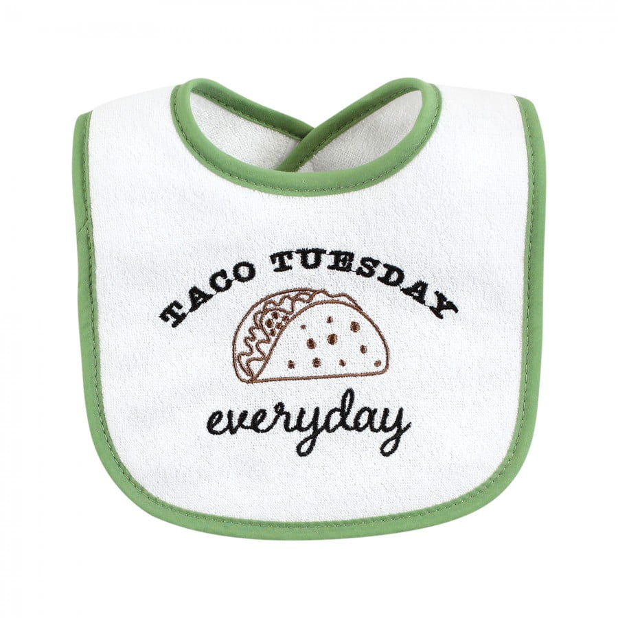 Hudson Baby Unisex Baby Cotton Terry Drooler Bibs with Fiber Filling, Pizza Taco, One Size