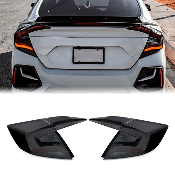MAGICKIT Black/Smoke Fits 2016-2021 Honda Civic Sedan Tail Lights LED Sequential Signal