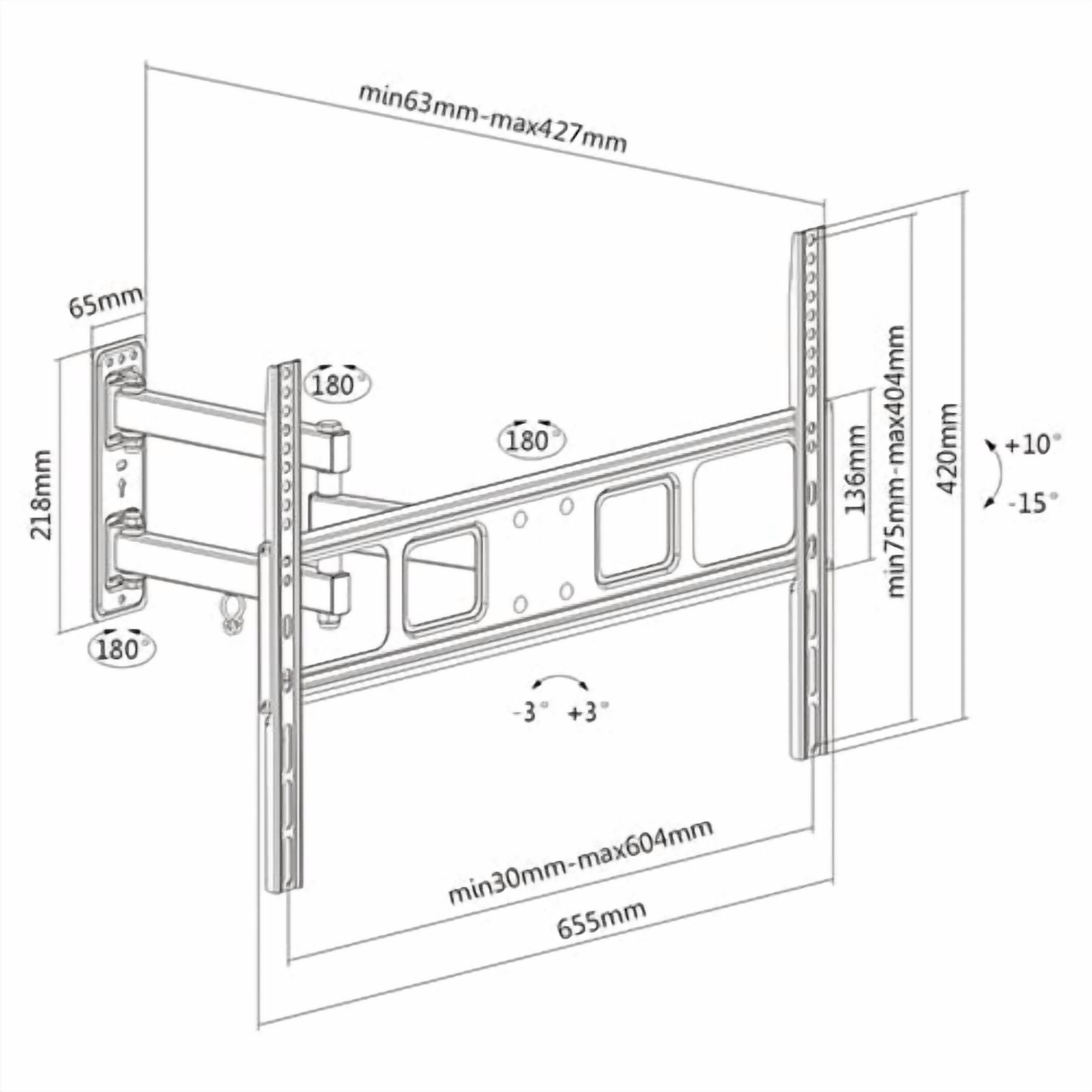 Full-Motion TV Wall Mount (Single Stud Install): 37"-70" Screens