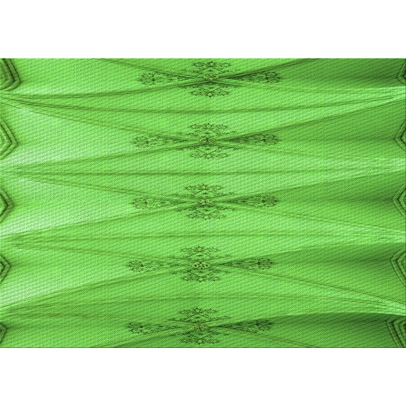 Ahgly Company Indoor Rectangle Patterned Emerald Green Area Rugs, 7' x 10'