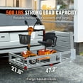 thumbnail image 3 of KFFKFF Hitch-Attached Cargo Holder, 45.3" x 25.6" Aluminum Cargo Platform with Foldable Ramp, Hitch Basket with Stability Enhancer and Ties, 500LBS Capacity Scooter Carrier, 3 of 9