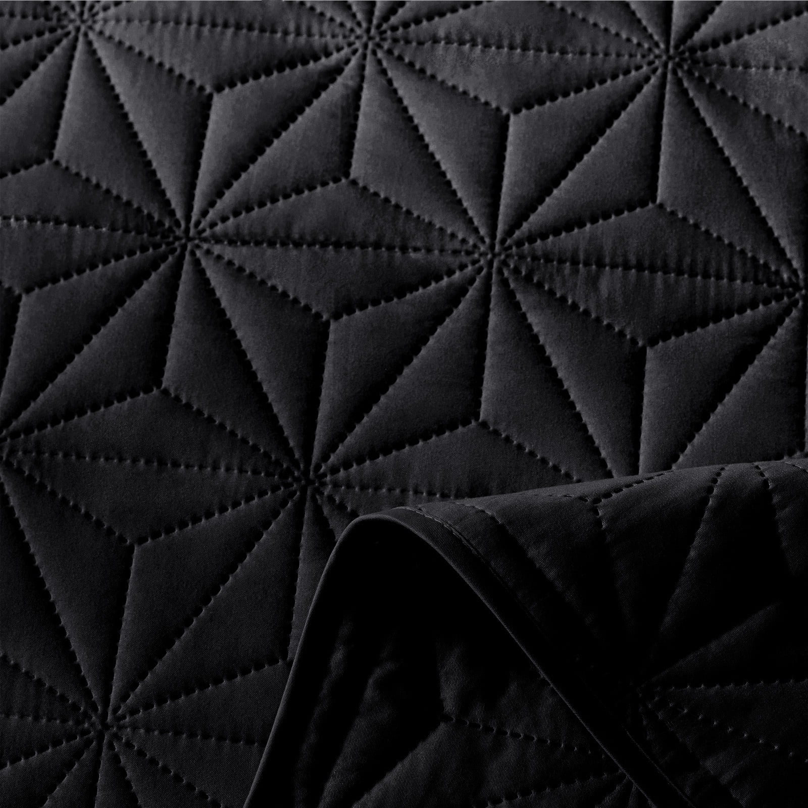 Whale Flotilla Microfiber California King 104"x 112" Quilt Set Lightweight Quilted Bedspreads Coverlets Set with Stars Pattern, Black