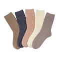 thumbnail image 4 of 5 Pairs Women Diamond Knit Crew Socks Assorted Colors Mid Calf Boots Casual Socks, 4 of 6