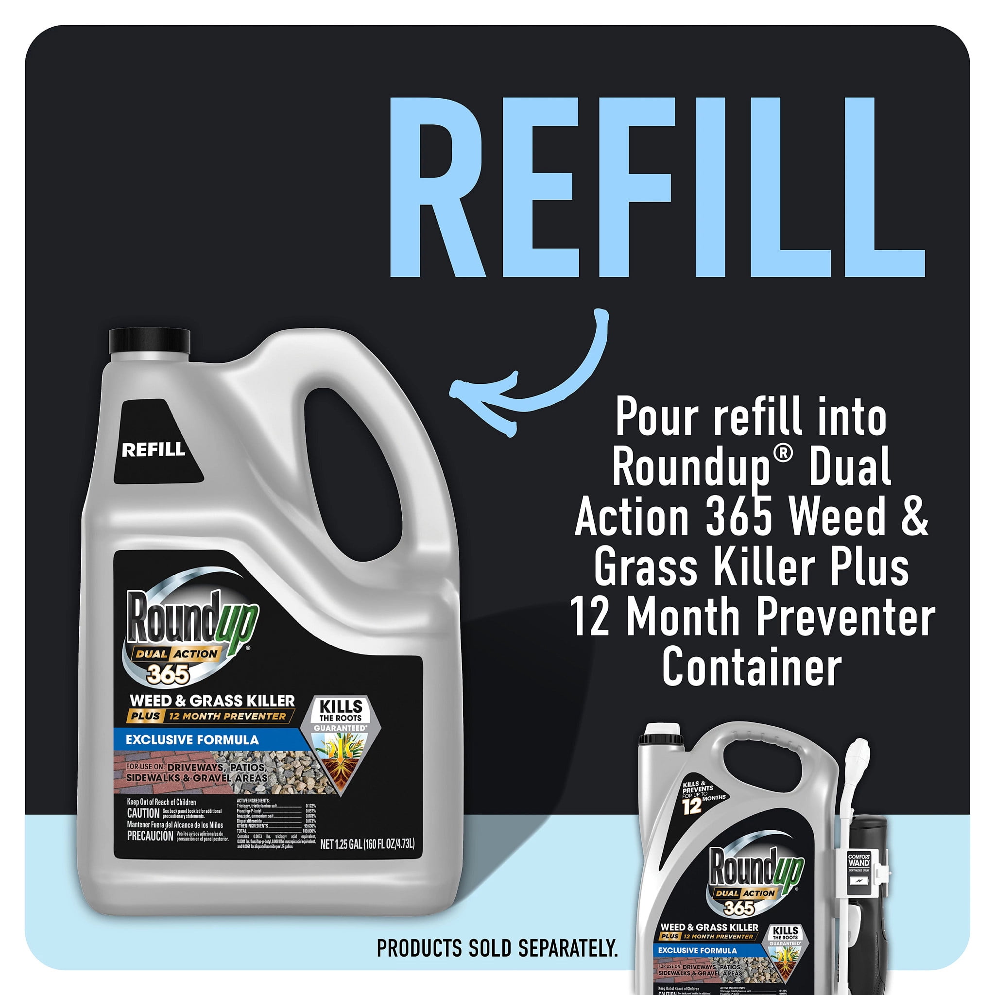 Roundup Dual Action 365 Weed & Grass Killer Plus 12 Month Preventer Refill, 1.25 gal.