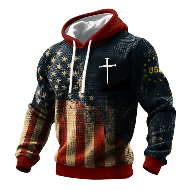 Mens Tops Manga Larga Sudadera con Capucha Impreso Casual Cómodo Suéter Blusa Toda la Temporada