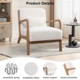 thumbnail image 4 of Bonzy Home Mid Century Modern Accent Chair with Wood Frame, Upholstered Living Room Chairs with Waist Cushion, Reading Armchair for Bedroom Sunroom (White), 4 of 7