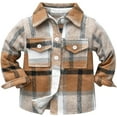 thumbnail image 5 of Ougyinr Toddler Kids Plaid Flannel Shirts Jacket for Boys Girls Long Sleeve Lapel Button Down  Fall Top Outerwear for Kids, 5 of 9
