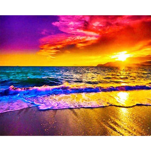 Diamond Drill Sunset Beach 5D Kits de pintura de bricolaje Decoración de pared cuadrada completa (sz2809) FLhrweasw Nuevo