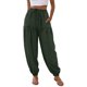 thumbnail image 5 of Pantalones de cintura elástica para las mujeres Color sólido empaquetado pies cordón longitud completa cónico Jogger bolsillos pantalones verde oliva mujeres, 5 of 6