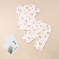 thumbnail image 5 of FUNDUFI Womens Floral Print Pajama Short Sleeve Tops + Capri Pants Summer Pyjamas Sleepwear Loungewear Soft Lightweight Pjs Outfits, 5 of 6