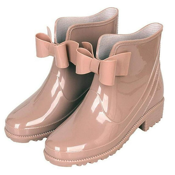 Women Booties, Ladies Bowknot Short Ankle Rain Boots Lightweight Chelsea Rainboots Shoes Outdoor Waterproof Booties Garden Shoes