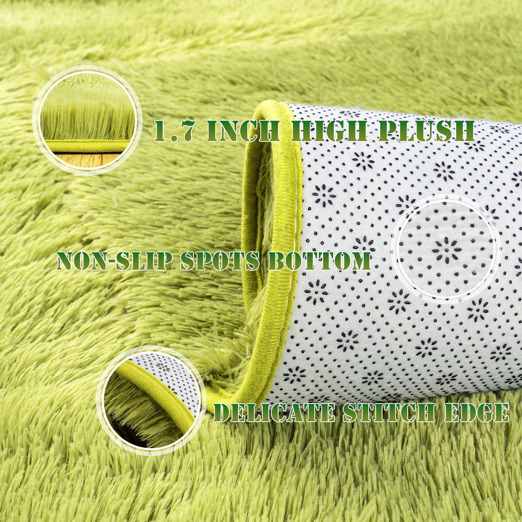 Socofuz 5x7ft Grass Green Fluffy Area Rugs, Soft Indoor Modern Carpets Perfect for Kid's Room, Cloakroom