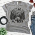 thumbnail image 2 of I'm An Outsider T-shirt, Unisex Women's Men's Outdoors Camping Ten Camper Mountain Hiking Outdoorsy, Dark Heather Gray, Small, 2 of 6