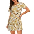 thumbnail image 1 of Fotbe Honey Honeycomb Bata de Dormir para Mujer con Estampado, Camisón de Algodón de Manga Corta, Ropa de Dormir Casual, 1 of 6