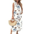 thumbnail image 5 of Simua Maxi Dresses for Women Summer Printed Casual Loose Beach Sundresses V Neck Sleeveless Split Dresses with Pockets, 5 of 9
