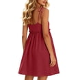 thumbnail image 4 of Bxsruta Women's Spaghetti Strap Tie Shoulder High Waist Babydoll Dress Casual Pull on A Line Sleeveless Mini Dress with Lace Trim for Summer Spring Comfy Daily Wear, 4 of 8