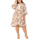 thumbnail image 1 of Vestido de babydoll suelto de encaje floral de manga 3/4 en V para mujeres de tallas grandes Agnes Orinda 3X Rosa, 1 of 6
