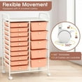 thumbnail image 3 of FASCK  15-Drawer Rolling Storage Cart, Mobile Utility Cart with Heavy-duty Frame & Lockable Wheels, Multipurpose Storage Organizer for Tools, Paper, Home, Office, School, Peach, 3 of 7