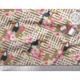 thumbnail image 2 of Soimoi Brown Polyester Crepe Fabric Floral & Toucan Bird Decor Fabric Printed BTY 52 Inch Wide, 2 of 3