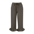 thumbnail image 7 of Mitankcoo Women's Drawstring Ruffle Capris - Relaxed Fit with Pockets - Casual Cropped Pants, 7 of 7