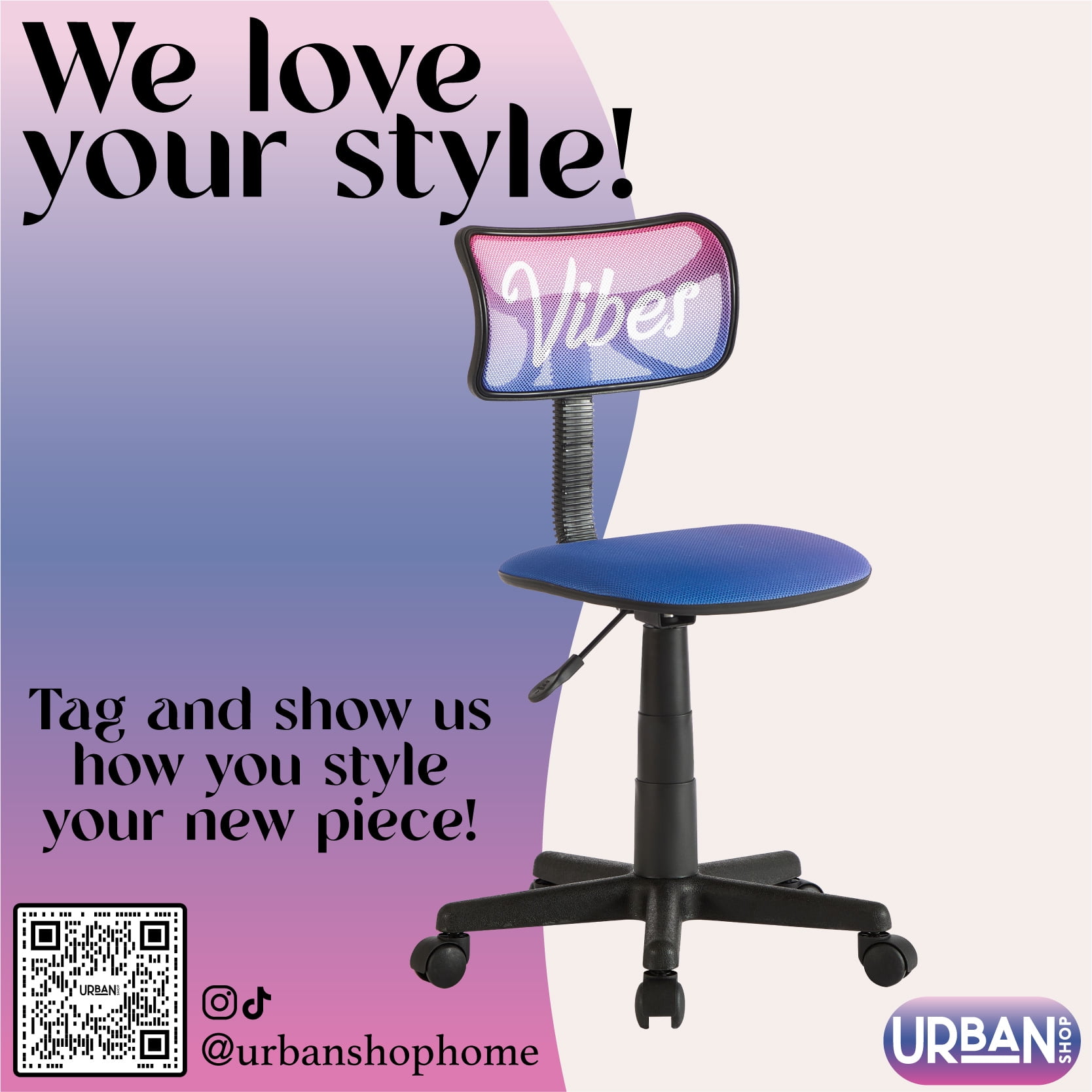 Urban Shop Swivel Mesh Desk Chair, Vibes
