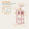 thumbnail image 4 of LEDREM 44.1-Inch Multi-Level Cat Tree with Hammock, 2 Perches & Cave, 4 Scratching Posts & Hanging Toys for Indoor Cats, Jelly Pink, 4 of 6