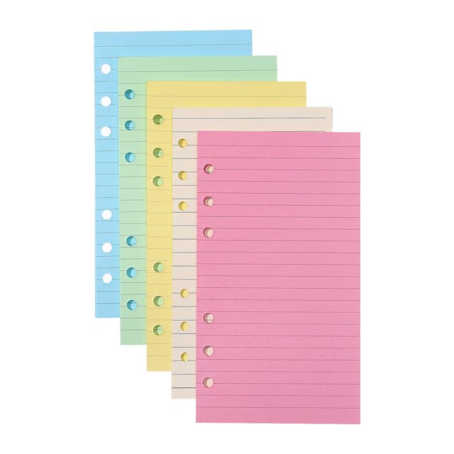 HLONK STOBOK 50 Pages A6 Colorful 6-Hole Ruled Loose Leaf Paper Loose Leaf Planner Note Book Filler Paper