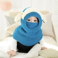 thumbnail image 2 of Baby Girls Boys Winter Thickened Fleece Hat Scarf Earflap Hood Scarves Toddler Kids, 2 of 6