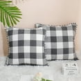 thumbnail image 5 of PiccoCasa 2Pcs Pompoms Buffalo Retro Plaid Throw Pillow Covers, Decorative Cushion Covers, 18"x18", Gray and White, 5 of 8