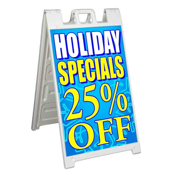 Holiday Specials 25 Percent Off (24" X 36") Standard A-Frame Signicade, Includes Decal Applied To Stand
