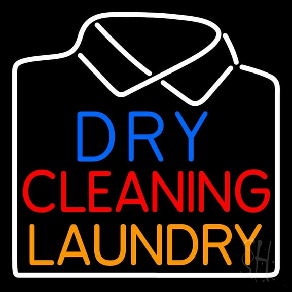 Dry Cleaning Laundry LED Neon Sign 16" Tall x 16" Wide - inches, Black Square Cut Acrylic Backing, with Dimmer - Bright and Premium built indoor LED Neon Sign for Storefront.