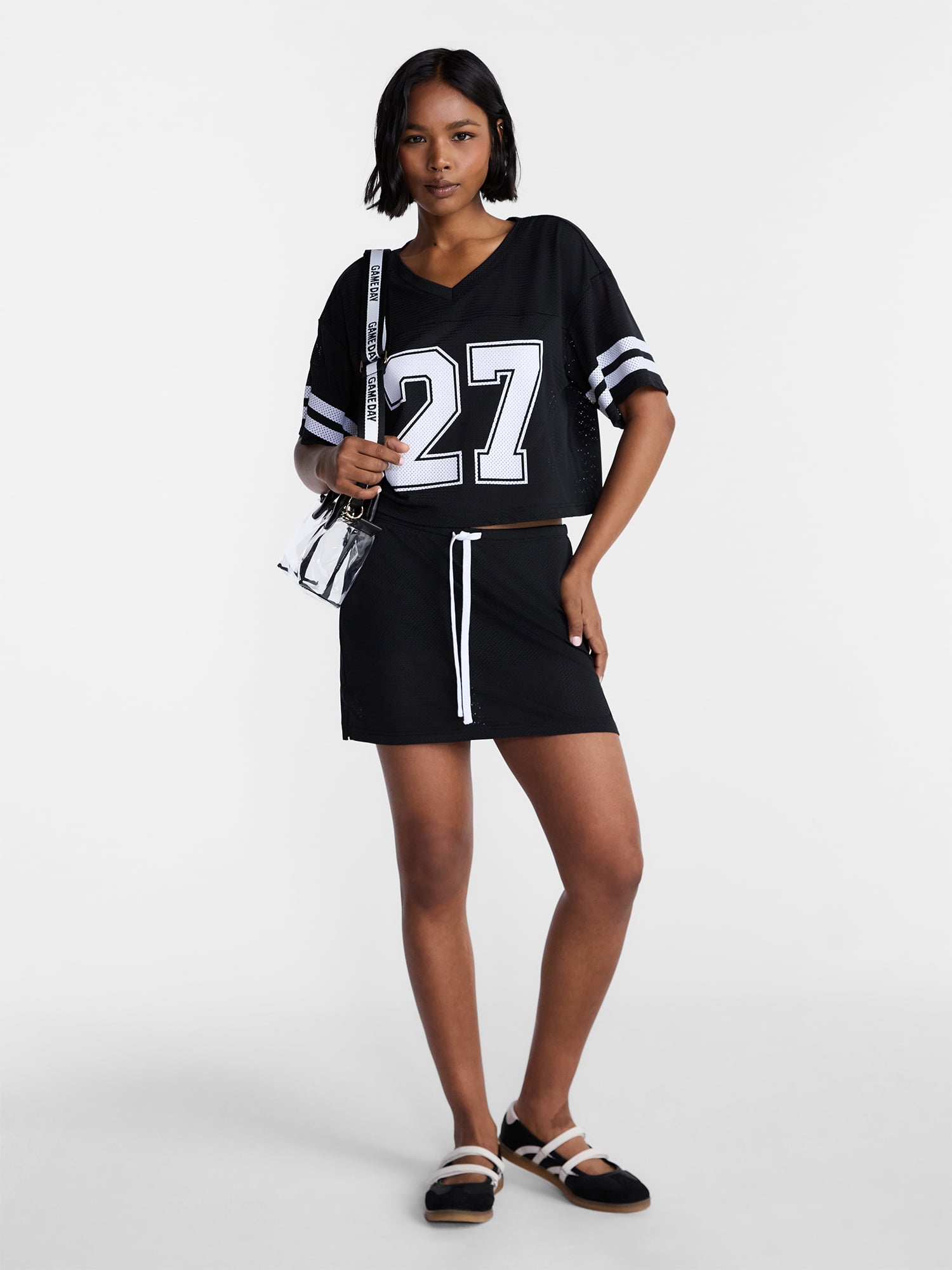 No Boundaries Jersey Top and Skort Set, 2-Piece, Women's XXS-4X