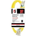 thumbnail image 1 of EP Rallonge Lumineuse Extérieure Intérieure de 3 Pi - Câble d'Extension Jaune Robuste 10/3 SJTW avec Fiche à 3 Broches Mise à la Terre pour la Sécurité, 1 of 5