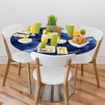 thumbnail image 2 of Blue Marble Modern Round Tablecloths with Elastic Edge Fitted Round Table Cloth Small Wipeable Washable Circle Table Covers for Dinner Patio Party Indoor Outdoor Kitchen Decor (Fit 36-44 in), 2 of 6