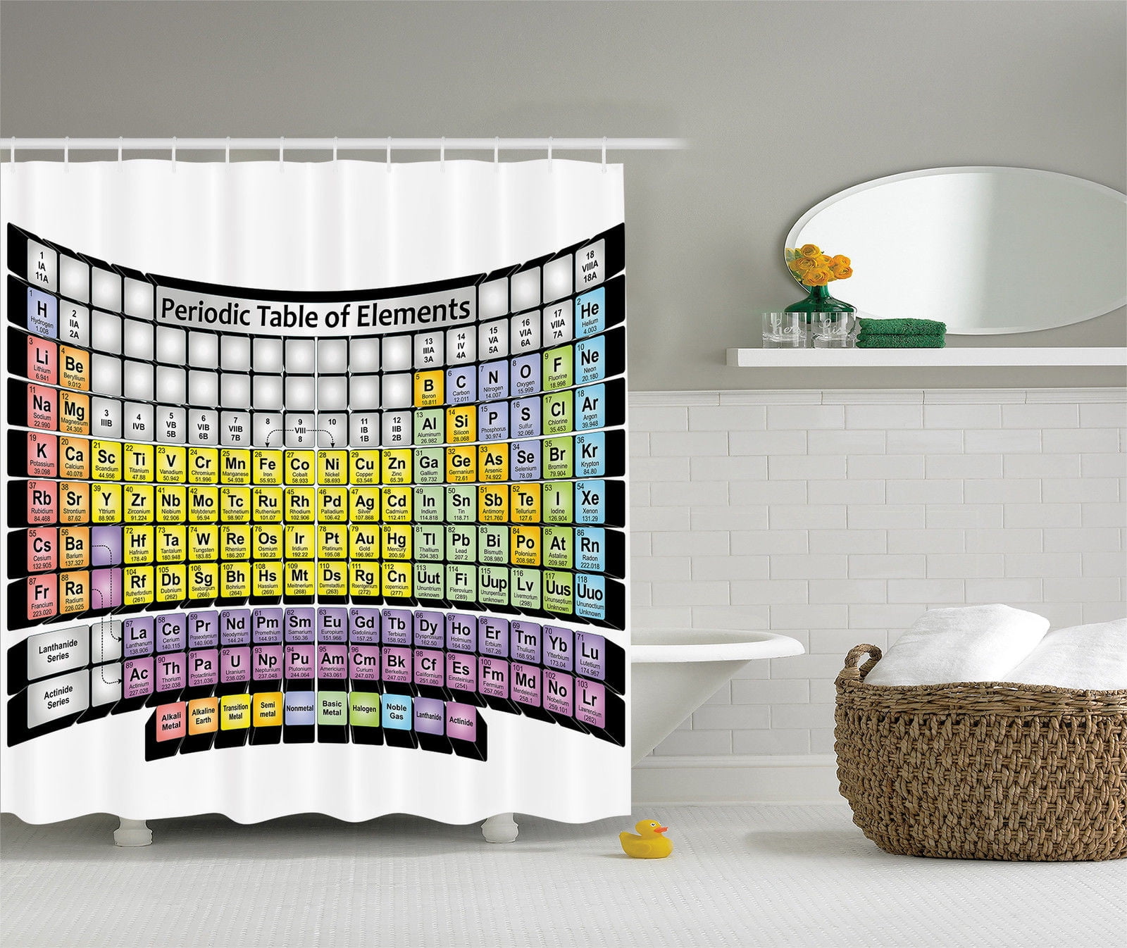 Periodic Table Elements Phd Gifts Chemistry Science Lover Fabric Shower Curtain
