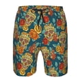 thumbnail image 4 of Yiaed Skull And Flowers Print Men's Swim Trunks with Lining Quick Dry Sports Shorts Beach Shorts Boardshorts-X-Large, 4 of 5