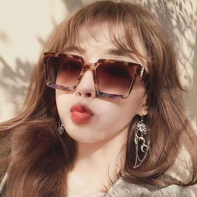Gafas de sol cuadradas europeas y americanas, gafas de sol de moda con montura grande para mujer, gafas de sol de cara grande con borde ancho
