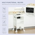 thumbnail image 4 of Qaba Kids Kitchen Foldable Toddler Kitchen Stool with Blackboard Lockable Handrail for 3-6 Years old White, 4 of 9