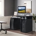thumbnail image 4 of 115x55x74cm 15mm MDF Portable Computer Desk with Door and 3 Drawers Black, 4 of 7