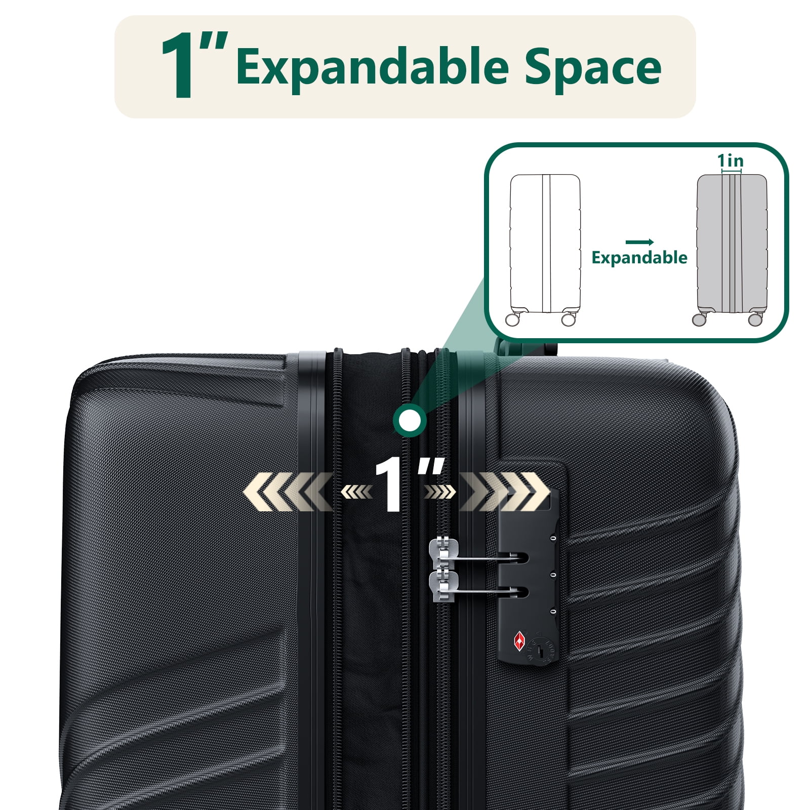 WASUHE 20" Hardside Carry-on Expandable Luggage,Hardshell Suitcase With Divider Pockets,Four Multi-directional Wheels，Expandable For Up to 15% More Space,With Scratch-Resistant Surface,Black