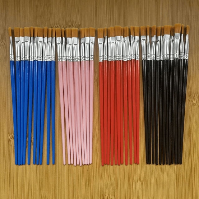 Pincel de pintura de 0,7 cm de ancho, varilla de plástico para niños, pincel de cabeza plana para óleo, pintura acrílica, pincel de cabeza plana azul