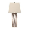thumbnail image 1 of Benjara BM217248 Table Lamp with Chevron Pattern & Mirror Inlay, Brown & Silver - 27 x 8 x 6 in., 1 of 5