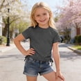 thumbnail image 2 of NinXxx Girls Fashion Ribbed Knit Tie Shoulder Basic Shirt Dark Gray 2-3 Years, 2 of 5