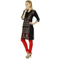 thumbnail image 3 of Bimba Women Black Short custom Kurta Kurti 3/4 Sleeve Formal Top Blouse, 3 of 5